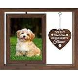 PRESSINART Marcos de Fotos Conmemorativos de Perros Regalos Conmemorativos para cotas Marco de Fotos Giratorio con Encanto de Corazón de Madera ¡Dejaste Huellas En Nuestros Corazones para Siempre