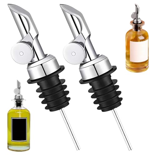 YRUHAN 2 Piezas Vertedores de Botellas, Vertedores de Aceite, Tapón Dosificador Aceite, Apertura y Cierre Automáticos, Fácil de Controlar, Adecuado para Aceite de Oliva, Vino, Vinagre, Cóctel