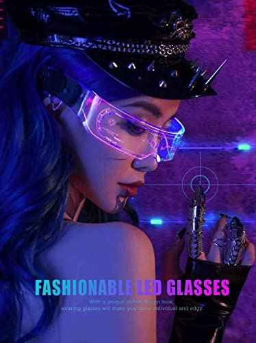 Epipgale Led Visor Glasses Futuristic Light Up Sunglasses For Women Neon Cyber Robot Luminous Goggles For Cosplay Costume Party (Honeycomb) #TOP4