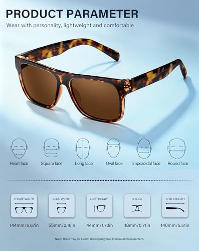 Image of Joopin Polarized Sunglasses Men Women UV400 Protection, Big Chunky Square Sun Glasses, Designer Shades Retro Sunnies Driving