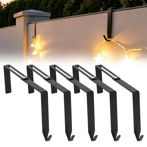 Doytn Adjustable No Drill Outdoor Light Hangers, Wall Hooks, 5 Pack (Black)