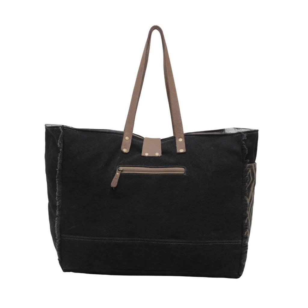 Myra Bag Western Leder Weekender Bag für Damen - Baumwolle & Upcycled Canvas Boho Umhängetasche Umber Johannisbeere