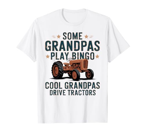 Cool Grandpas Drive Tractors Farming Farmer Father's Day Men T-Shirt