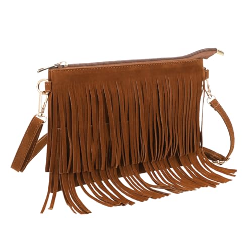 Sac bandoulière à franges marron parfait pour voyages et sorties