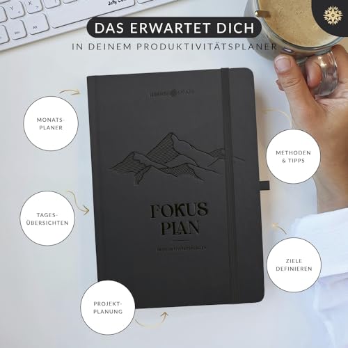 Lebenskompass® Erfolgsjournal FOKUS PLAN - Tagesplaner & Tagebuch für Erwachsene - Dein Journal Buch und Produktivitätsplaner für mehr Motivation, Ziele, Gewohnheiten und Produktivität