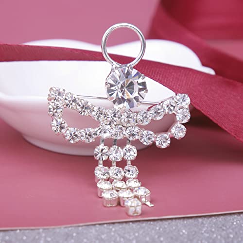 Lauren-Spencer Guardian Angel Pins Christmas Brooches And Pins For Women Girls Vintage Crystal Rhinestone Angel With Wings Brooch Pins Jewelry Holiday Gifts Christmas Angel Brooch Decorations (Guardian Angel Style F-Silver) #TOP2