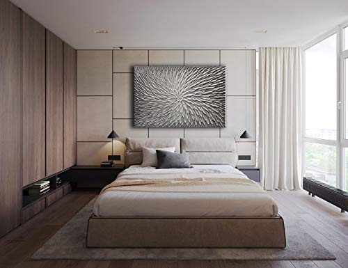 Tyed Art- Original Handmade Abstract Art On Canvas Silver Gray Texture Abstract Artwork Canvas Wall Art Paintings Modern Home Decor Bstract Oil Painting 24X36Inch #TOP4