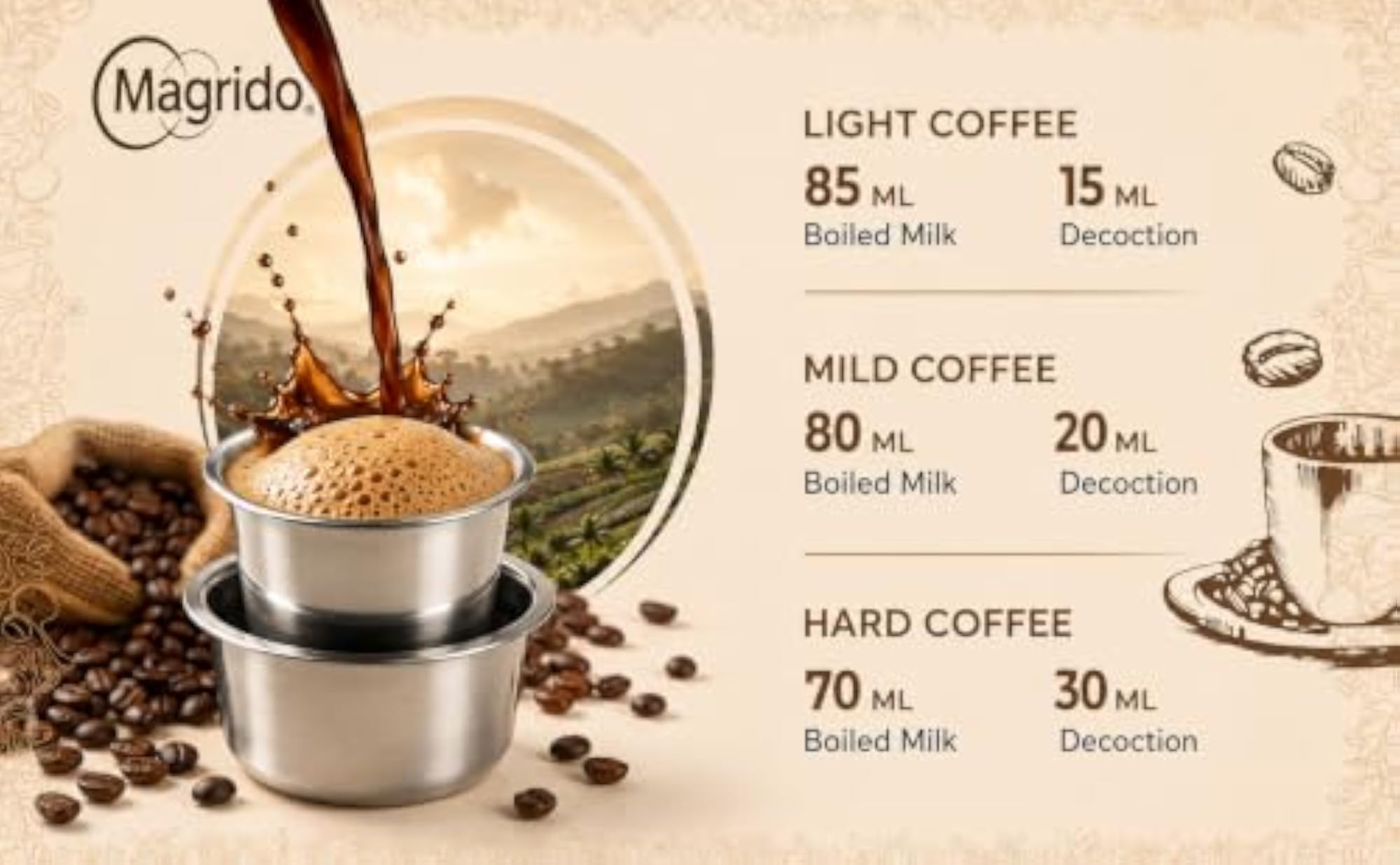 200ml South Indian Stainless Steel Filter Coffee Maker