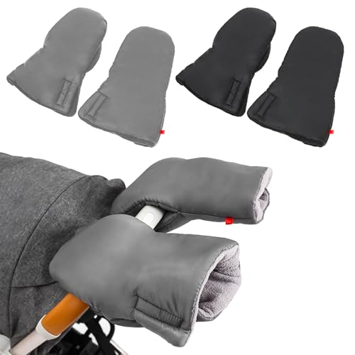 Handwärmer Kinderwagen, 2 Paar Handwärmer für Kinderwagen Wasserdicht Winddicht Warm Weiche Plüsch Innenseite Kinderwagen Handwärmer Universal, Buggy Atmungsaktiv Winter Zubehör für Eltern