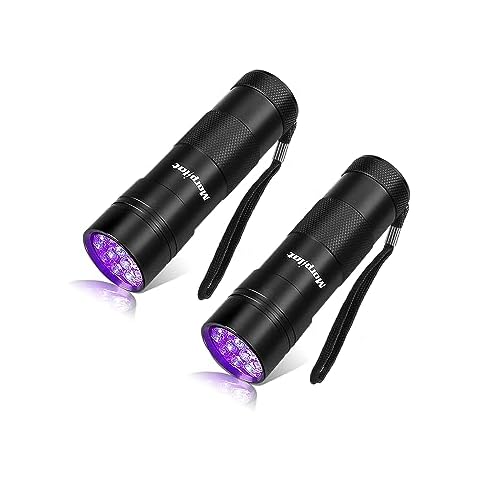 Morpilot Blacklight Flashlights uv Flashlight: 12 Led 395nm 2 Pcs Black Light Flashlight Mini Cover