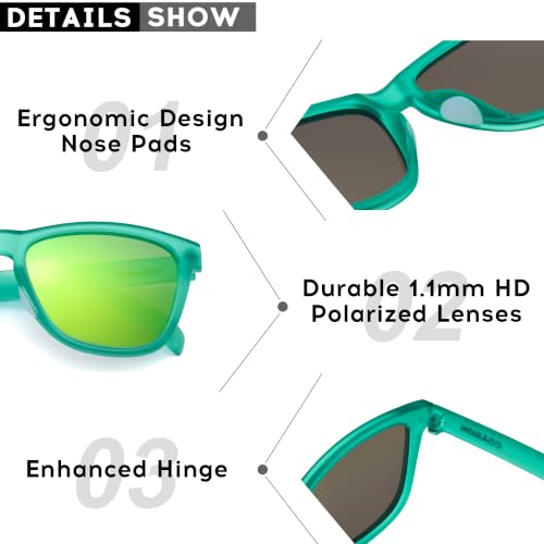 COASION Polarized Sunglasses for Women Men - UV400 Protection Classic Retro Square Trendy Sun Glasses (Green Frame/Mirrored Gold Lens) — view 4