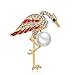 Produktbild Lumanuby Anmutig Kran Korsage Damen Bunt Vogel Broschen aus Legierung Perle Brooch für Anzug/Kleid 1pcs, Brosche Serie size 4.6*4.0 cm