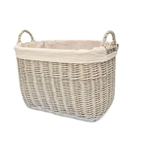 Image of Arthur Cameron - Fawley Rectangular Wicker Log Woven Basket - Perfect as Home Decor - Storage and Organization (Buff, Small)