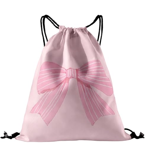 Tniytru Girls Swimming Bag, Pink Drawstring Swim Bag for Swimming Activities, Waterproof PE Drawstring Bags for Girls, 18x16 Inch Dimensions