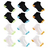Desanlapi Sneaker Socken Kinder Baumwolle 12 Paar Sportsocken Jungen Kindersocken Kleinkind Socken Schulkind Bunte Farben Unisex Stümpfe für Alltag und Sport Schwarz Weiß Mehrfarbig 31-34