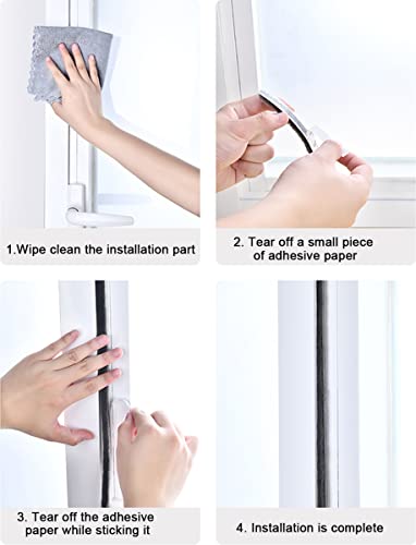 Mxcell Self-Adhesive Brush Weather Stripping, Pile Weatherstrip Door Sweep Brush Felt Door & Windows Seal Strip Fuzzy Sealing Weatherstripping 11/32 Inch X 3/16 Inch X 16.5Ft White #TOP6
