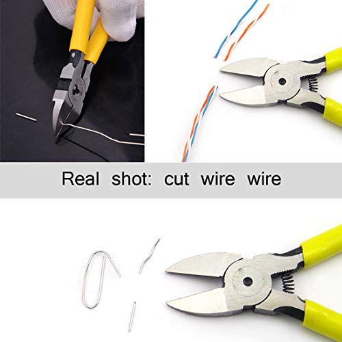 6-Inch Diagonal Cutting Pliers,Precision Wire Cutters,Wire Flush Cutters Ultra Sharp Anti-Slip For Cutting Zip,Rebar Cutter And Rebar Bender(Yellow) #TOP4