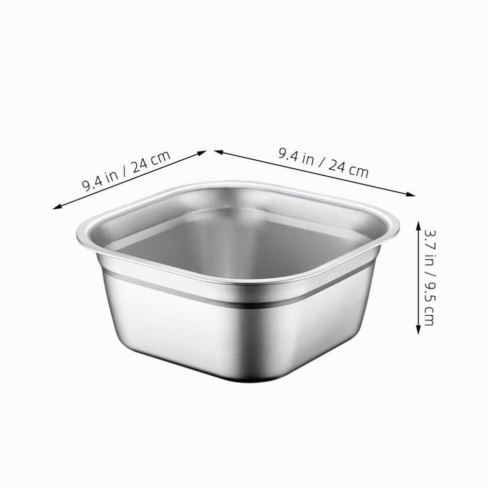 Amosfun Edelstahl SchüSsel Quadratisch 9.5 Cm Tiefe GroßEs FassungsvermöGen Multifunktionale MetallschüSsel FüR KüChe GemüSe Waschen Suppe Servieren