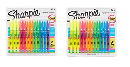 Sharpie 27145 Pocket Highlighters, Chisel Tip, Assorted Colors, 12-Count - 2 Pack
