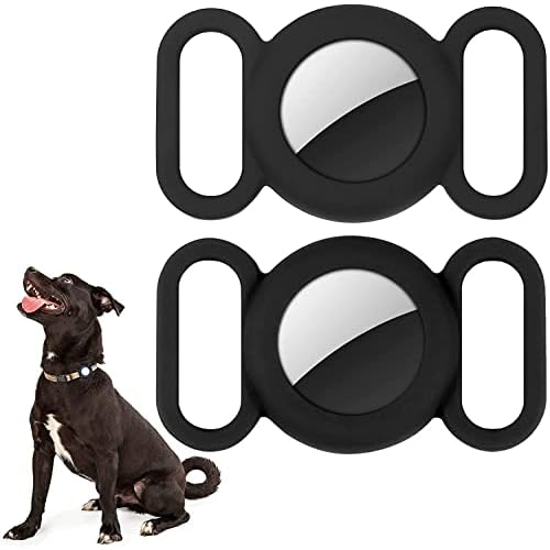 Airtag Collare per cani, custodia in silicone per GPS Tracking Finder(2 pezzi di nero)