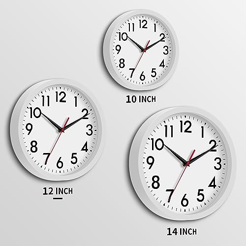 DAXSMY 12 Inch Wall Clock Battery Operated Silent Non Ticking Analog Modern Decorative for Office Kitchen Outdoor Living Room Classroom Bedroom Bathroom School(White)