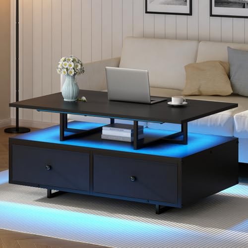 Opiniones y reviews de Mesa Con Taburetes los más solicitados. 42 Uzelia Mesa de Centro para Sala con Luz LED y Estante de Almacenamiento, Mesa para Sala Madera Minimalista con Cajones y Estructura Metal, Mesa para Café, Mesa Auxiliar de Salón,...