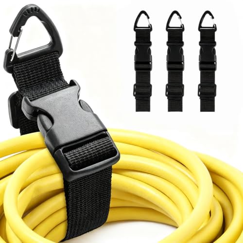 3 Pack 17 Inch Adjustable Storage Straps Extension Cord Holder Organizer with Triangle Clips for Garage Organization and Storage Heavy Duty Extension Cord Hanger for Men Workshop (Black)