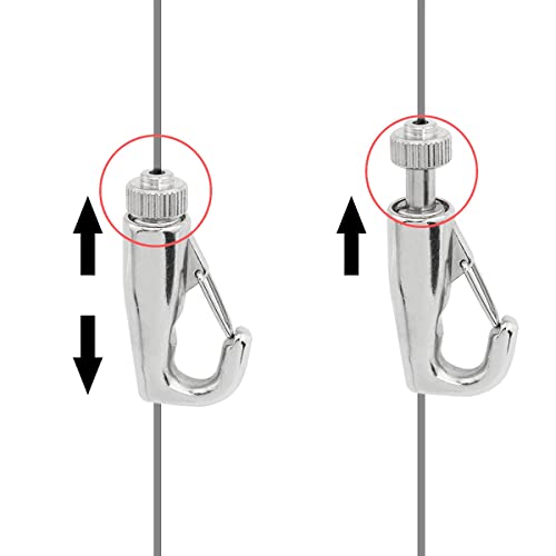 Image of 4PCS Adjustable Hooks Wire Rope Hanger Adjustable Metal Art Gallery Display Wire Rope Hanger Hooks Gallery Picture Hanging System Accessories