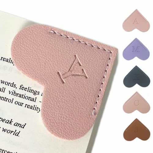 Personalized Leather Heart Bookmark with Initials for Book Lovers Gifts