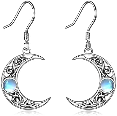 YFN Moonstone Crescent Moon Earrings for Women Sterling Silver Celtic Moon Earrings Irish Jewellery Gifts for Girl Mother Daughter Sister Hypoallergenic