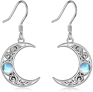 YFN Moonstone Crescent Moon Earrings for Women Sterling Silver Celtic Moon Earrings Irish Jewellery Gifts for Girl Mother Daughter Sister Hypoallergenic