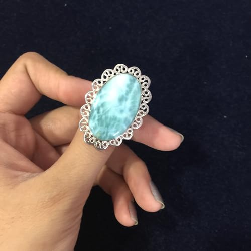 Bague larimar argent 925 grand cabochon solide qui ne noircit pas - 2