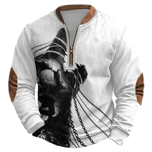 RUMAOZIA Viking, maglione da uomo a mezza zip, mitologia nordica, con cappuccio, stile vichingo, abbigliamento vichingo, stile gotico, vintage, streetwear, invernale, caldo, da lavoro, da motociclista