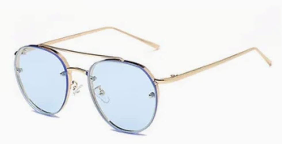 COOLBABYSky Blue Mirror Full Rim Aviator Sunglasses