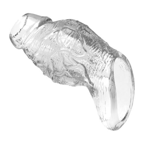 ペニスサック コックリング 太さ UP 先端露出 凹凸テクスチャ 柔らかい素材 男性用 アダルトグッズ 繰り返し使用 大人のおもちゃ​ (透明) - 画像1