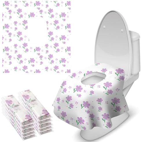Blissful Diary 30 Pcs Toilet Seat Covers Disposable for Toddlers & Adults, Extra Large Waterproof, Portable Package for Travel, Kids Potty Training(Purple Flowers)