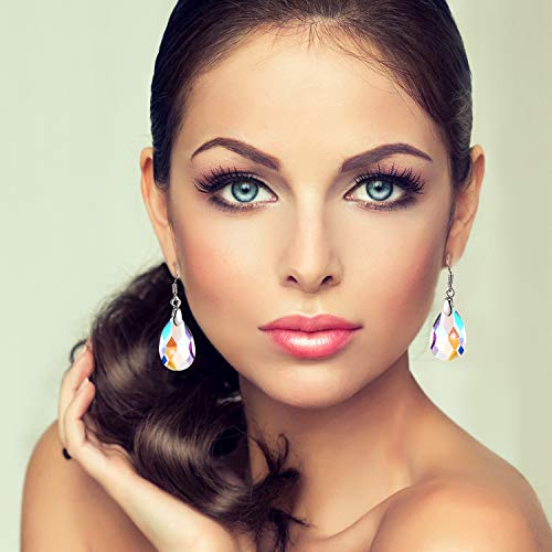 9 Pairs Dangle Earrings For Women Multicolor Crystal Earrings Dangle Drop Earrings Rainbow Crystal Earrings For Girls (Drop) #TOP8