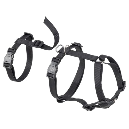 Ferplast Hundegeschirr Mittelgroße Hunde Brave MEDIUM, Ausbruchsicheres Hundegeschirr, Greyhound, Verstellbares Geschirr für Hunde, 6 Verschlüsse, Schwarz