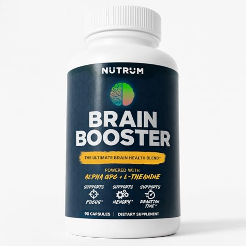Nutrum Brain Booster for Memory, Focus, Reaction Time & Brain Health – Advanced Nootropic for Adults | Third Party Tested, Non-GMO, Made in USA