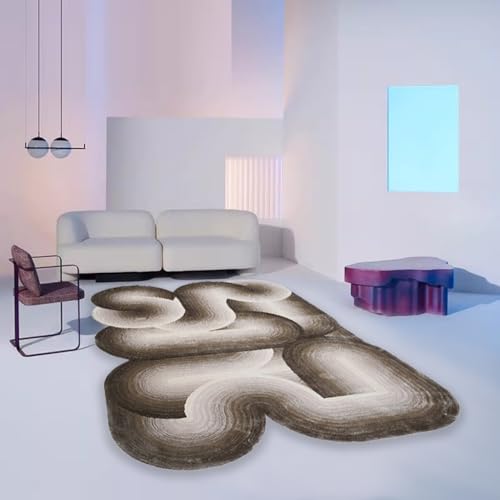 Lux Abstract Shaped Washable Soft Wool Area Rug 6x8 Ombre