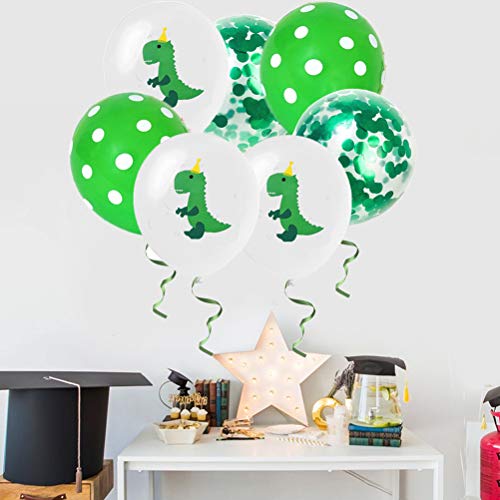 Conjunto de balões de 15 peças com estampa de dinossauro, lantejoulas, confetes, balões de látex com