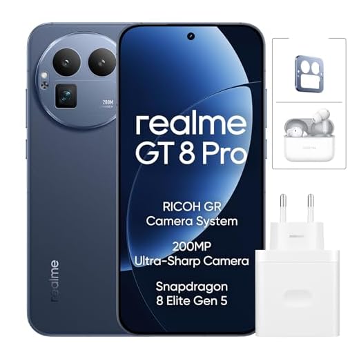 realme GT 8 Pro 5G Smartphone 12+256GB, Processor Snapdragon® 8 Elite Gen 5, Schermo da 6.79 pollici, Ricarica Rapida 120W, Batteria da 7000mAh, Fotocamera da 200MP, IP69, Refresco a 144Hz, Urban Blue