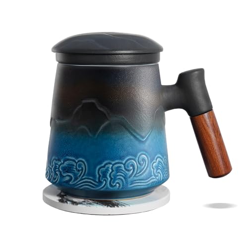 ZENS Teetasse mit Deckel und Sieb Schwarz/Blau