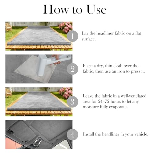 Garifon Grey Suede Headliner Fabric, 120" L×60" W Car Headliner Material, Tela para Tapizar Techo de Auto, Suede Wrap Car Interior with Foam Backing, Interior Replacement Material for Car/Truck/SUV by Garifon - Image 7