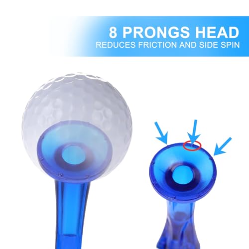 WMAWJBT Golf Tees 3-1/4&rsquo;&rsquo; 50 Count Plastic Golf Tees Reduced Friction & Side Spin Professional Unbreakable Durability and Stability Blue