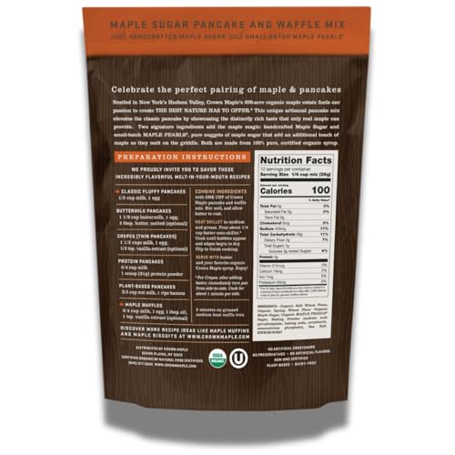 Crown Maple Organic Maple Sugar Pancake and Waffle Mix, 16oz, with Handcrafted Maple Sugar and Small-Batch Maple Pearls - Thumbnail 2
