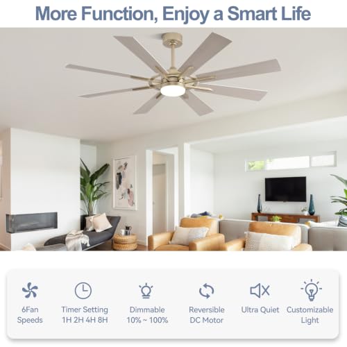 Homlit 72 Inch Smart Ceiling Fan with Light and Remote, White Ceiling Fan with Quiet Reversible DC Motor, Compatible with Alexa/Google, 3CCT Dimmable Large Indoor/Outdoor Ceiling Fans for Patio Garage by Homlit - Used condition - Image 4