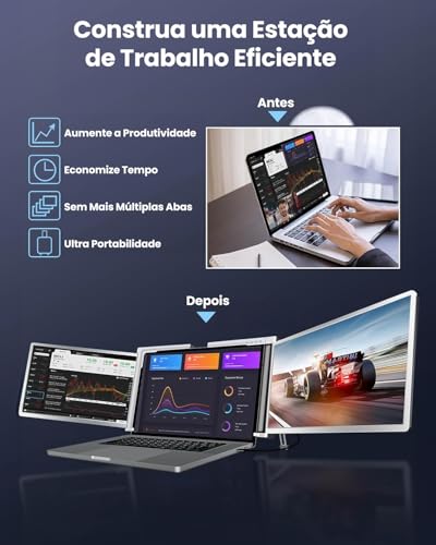 Extensor de Tela de Laptop, Extensor de Monitor de Laptop IPS FHD 1080P de 14“ com Tela Tripla, Moni