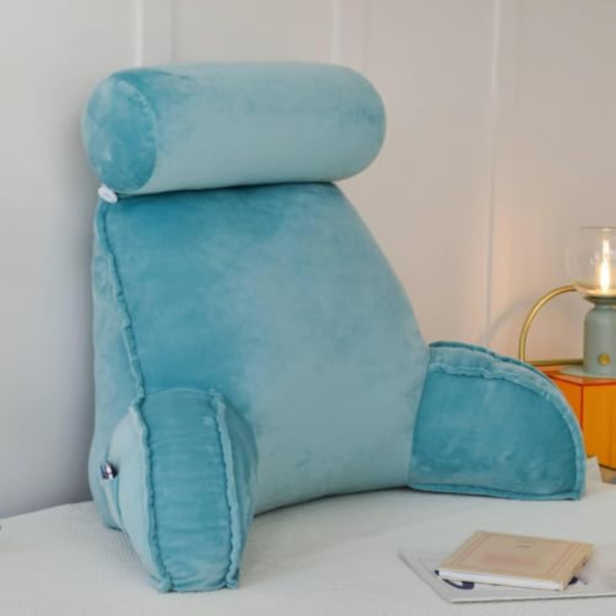 Bed Backrest with Arms and Neck Roll Support