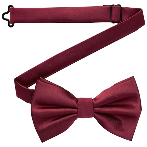 DonDon Fliege Herren handgefertigt Seiden-Look 12 x 6 cm Fliege Bordeauxrot